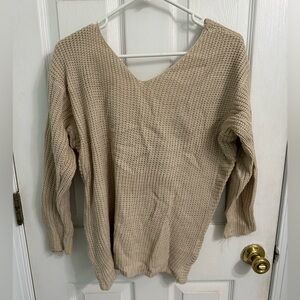 Cozy Beige V-Neck Sweater for Women